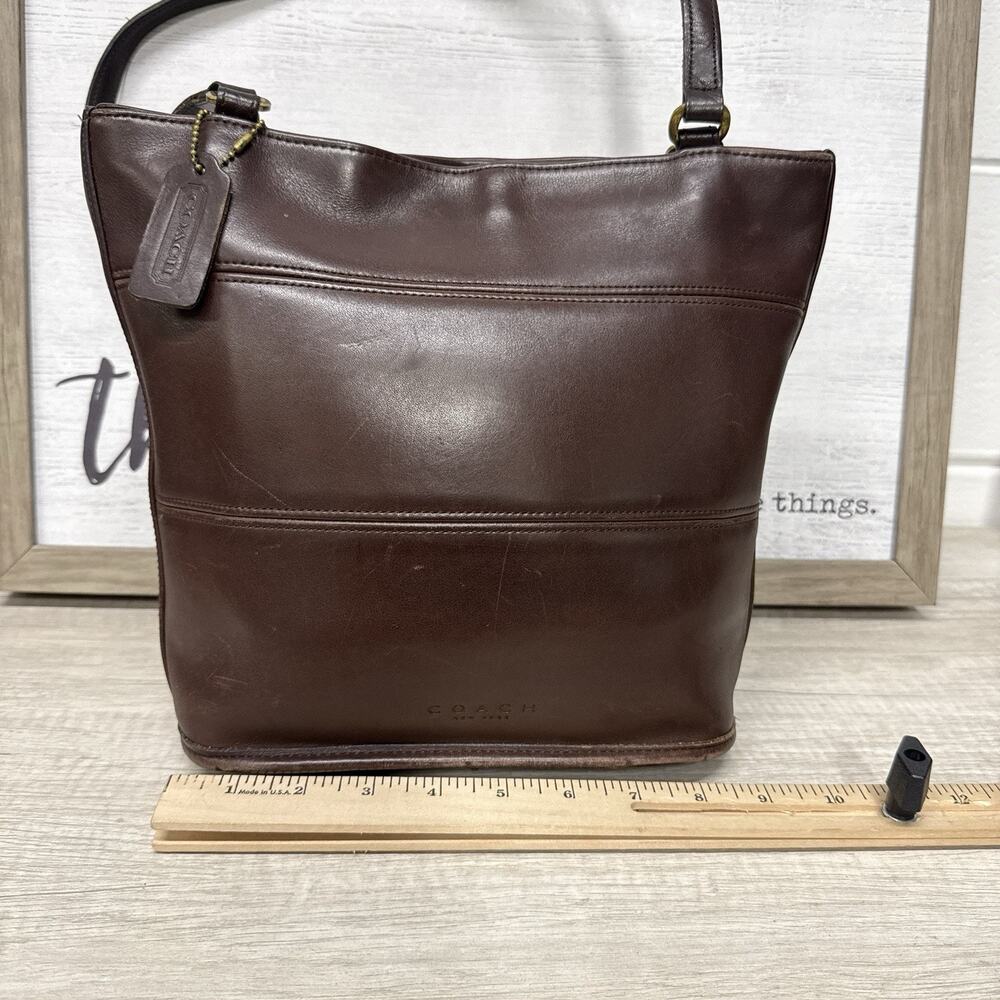 Vintage COACH Tribeca 9098 Brown Leather Tote USA Hangtag Shoulder Bag - Picture 10 of 16